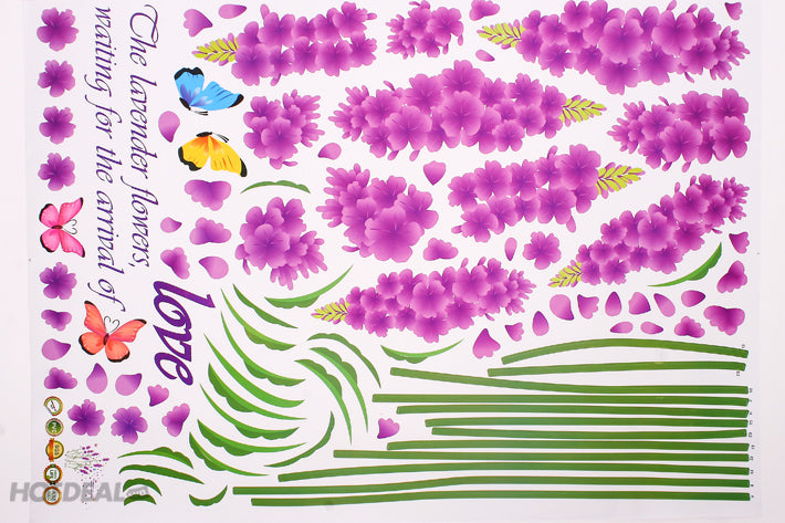 Beautiful Lavender Flowers Vinyl Wall Stickers for Bedroom size 50x70 xl7017