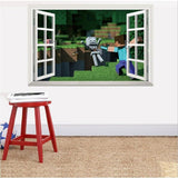 3D Gaming Wall Art Stickers Pixel Block Game Decals PVC Kids Room Decor H size 50x60  aw6028