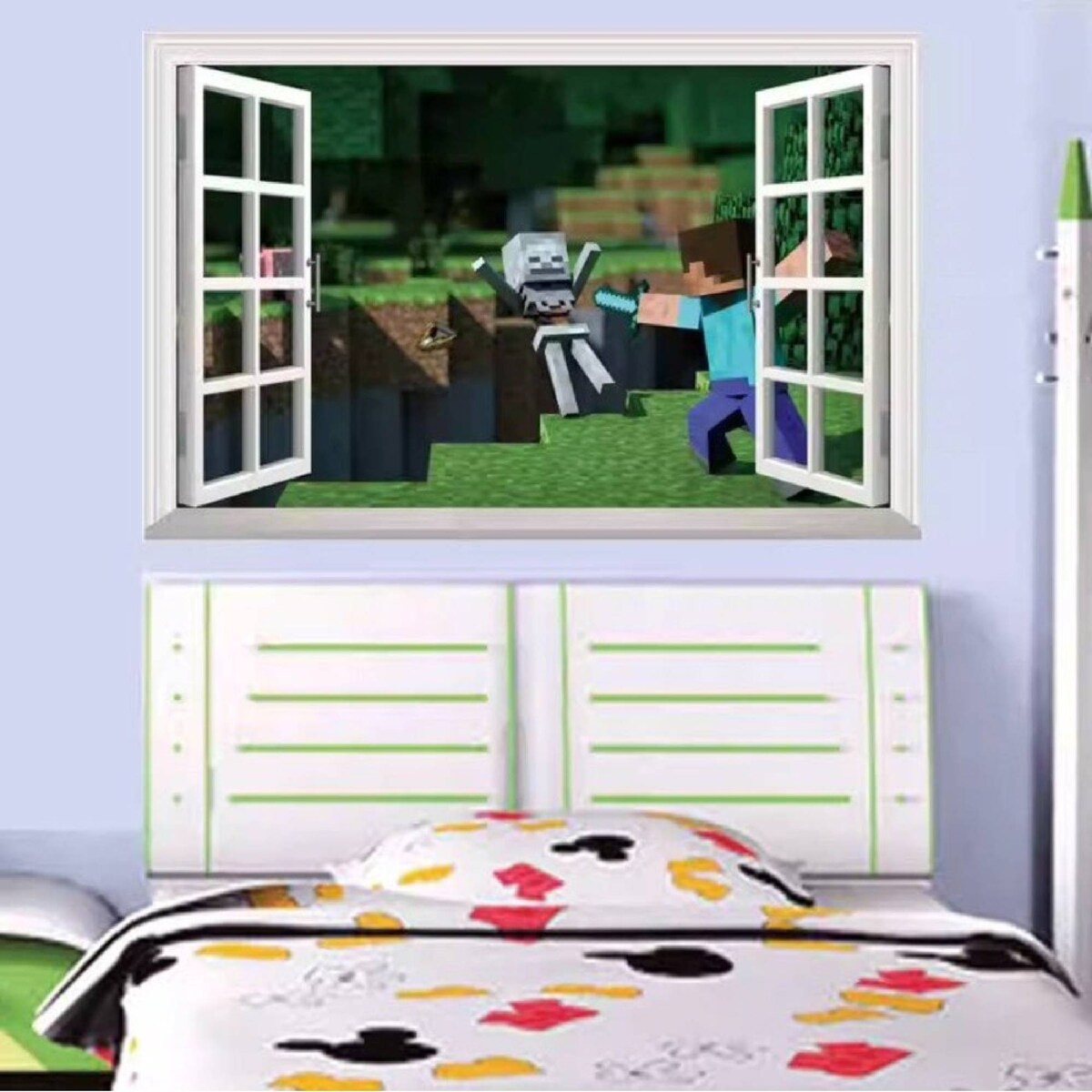 3D Gaming Wall Art Stickers Pixel Block Game Decals PVC Kids Room Decor H size 50x60  aw6028