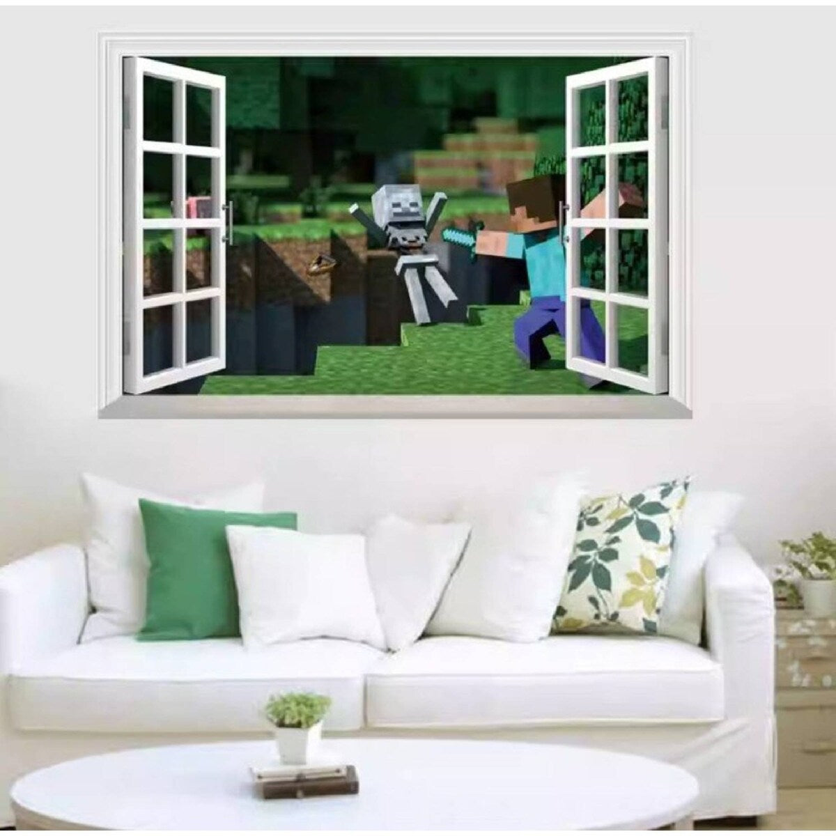 3D Gaming Wall Art Stickers Pixel Block Game Decals PVC Kids Room Decor H size 50x60  aw6028