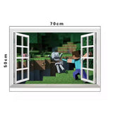 3D Gaming Wall Art Stickers Pixel Block Game Decals PVC Kids Room Decor H size 50x60  aw6028