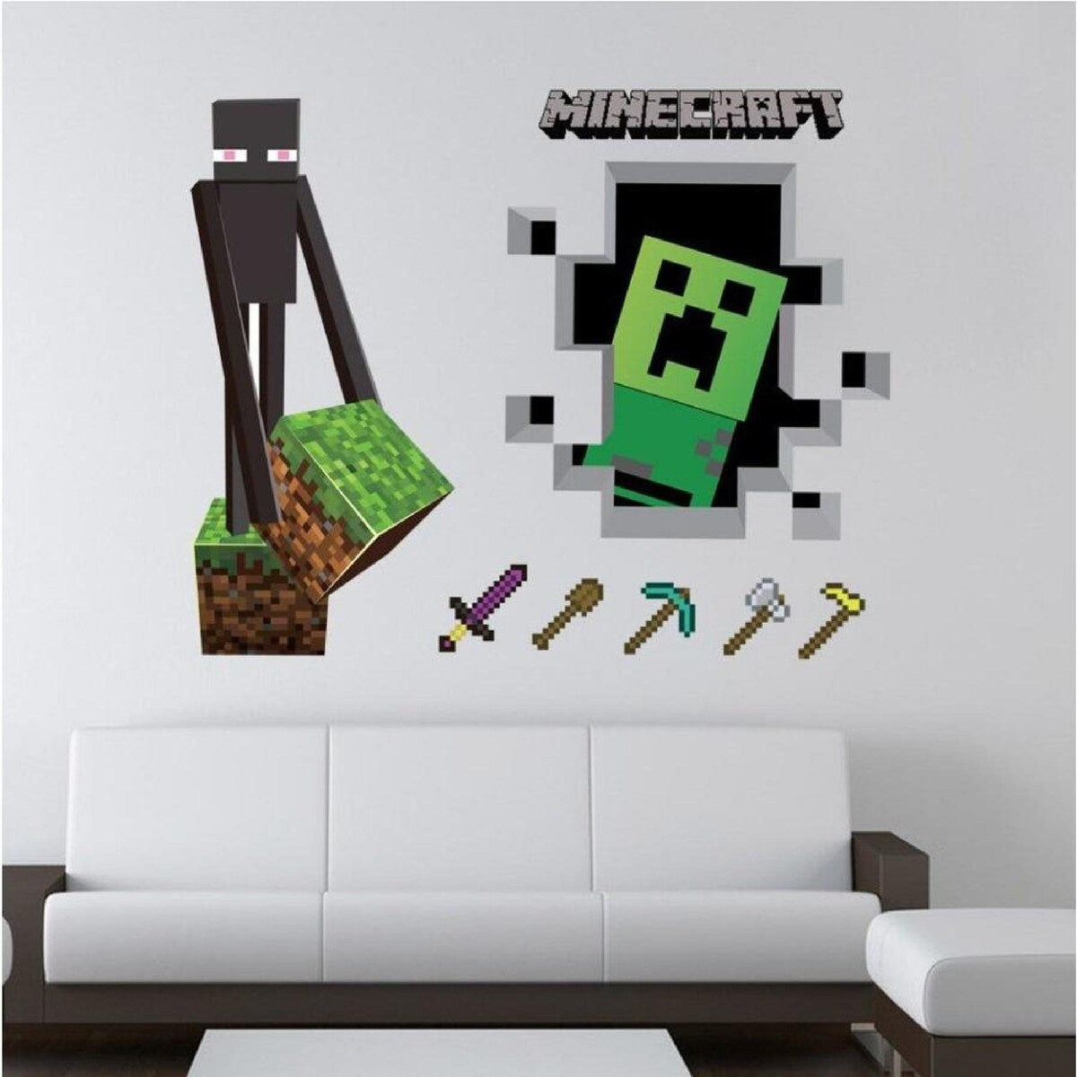 Minecraft Wall Cling Decal Decor Poster (Creeper Enderman) size 50x60 aw6014