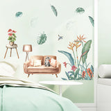 WS0388 NORDIC GREEN PLANT & CAT WALL STICKER