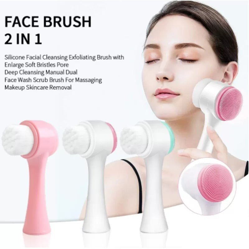 2 in 1 Face Brush for Cleansing and Exfoliating - Facial Cleaning Brush with Soft Bristles - Scrubber to Massage mrfrweu1g-1