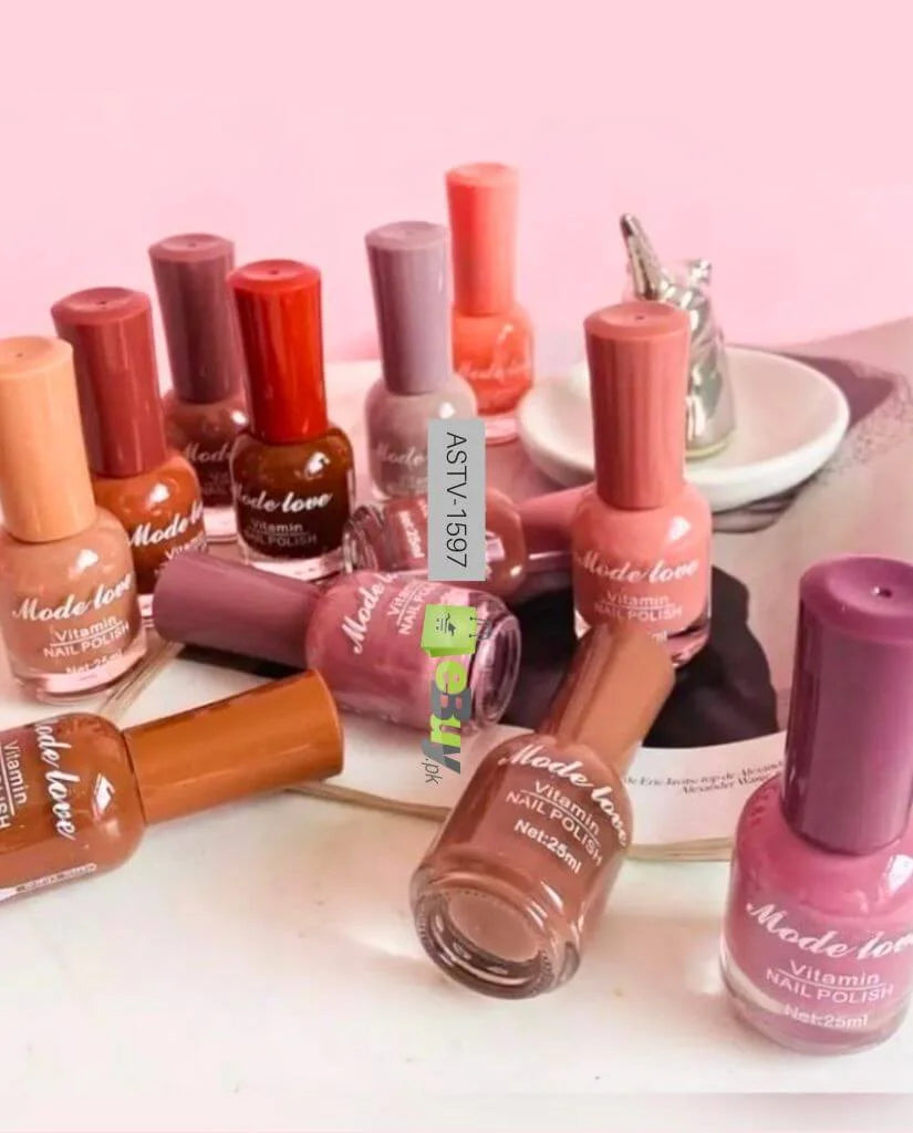 Pack of 12 Nude Permanent Nail Polish Light Amazing Colors Series