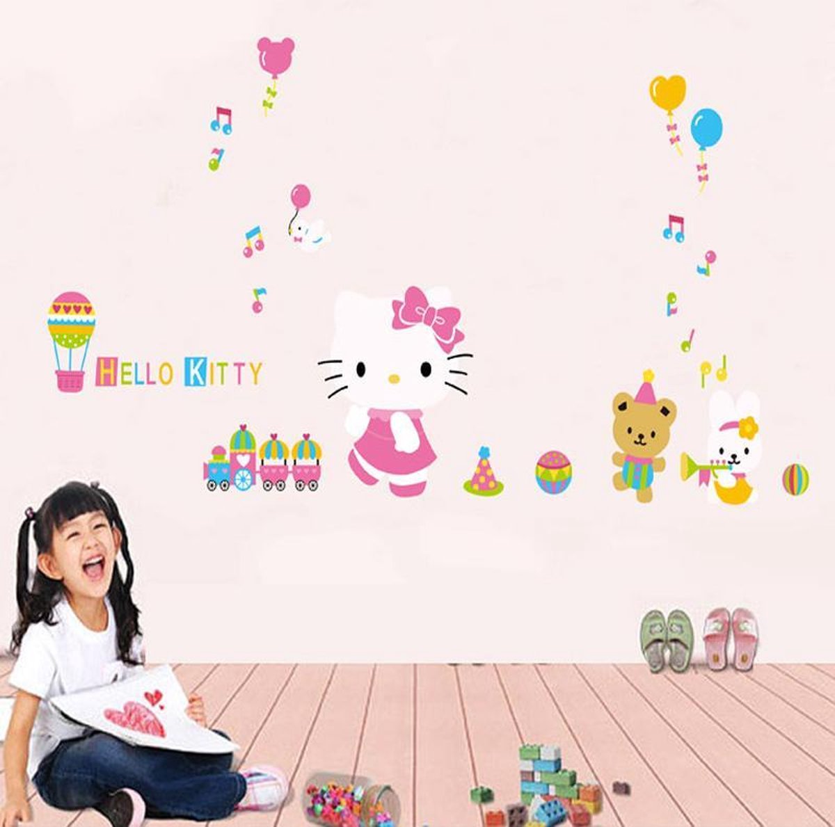 Crystal Kids Hello Kitty Children's Room Decoration Gift Wall Decor Self-Adhesive PVC Wall Sticker size 60x90 xl8027