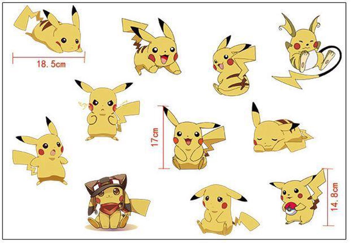 Pokemon Pikachu Wall Stickers size 45x60 ay607