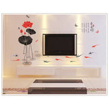 'Ailian Said' Lotus Flower Chinese Style Wall Stickers Wall Decal DIY PVC for kindergarten Living Room Children's Room TV Sofa Background Wall Art Decors