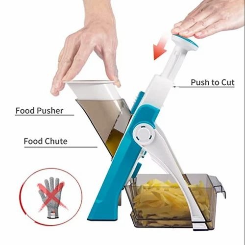Mandoline Slicer | Safe Adjustable Vegetable Cutter | Multi?Purpose Kitchen Chopper & Manual Grater ( Random Colour )