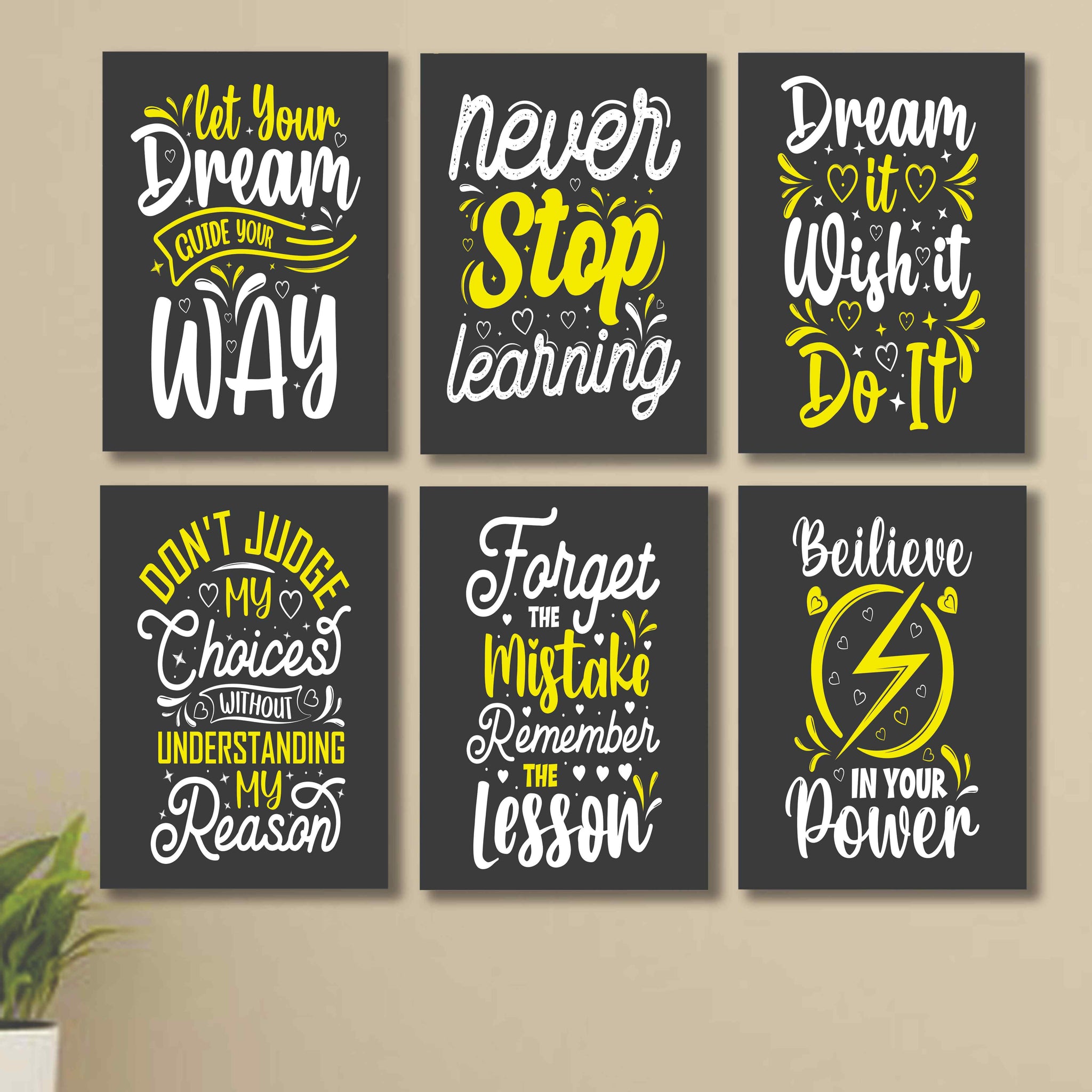 Set of 6 Wall Art Wooden Phototile Frames for Wall Decor