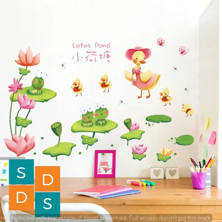 Stiker Dinding Wallsticker Lotus dan Duck size 50x70 XL7193