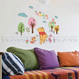 Jungle Theme Pooh Bear, Piglet, Cat and Owl Artistic Decal Wall Sticker for Kids Room abc 1021 60x90cm
