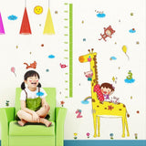 XL8203 Kids room cartoon giraffe measuring height wall sticker cute animal cloud child growth scale sticker baby bedroom decoration