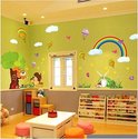 Happy Wall Sticker Landscape With Animals XL Squirrel Bird Rainbow Mill - For Children's Room / Baby Room size 60x90 ay241ab