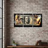 Dollar Wooden Sticky Wall Art – 3 Piece Modern Decorative Frame Set, 8x11 inch Each, Wooden Sticky Frame with Easy Wall Mount Sticky Tape