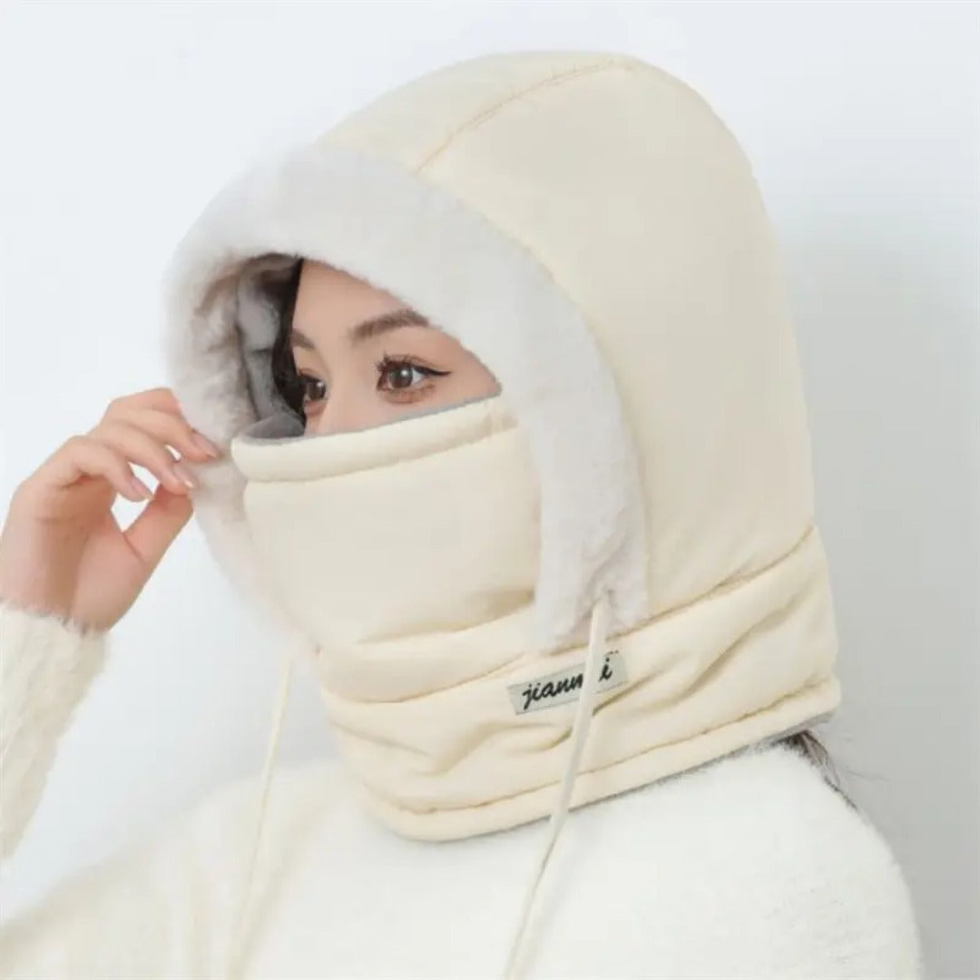 Hoodie Beanie Bonnet Cap Universal Winter Thermal Balaclava Hood with Integrated Face Mask and Windproof Fleece Lining for Extreme Cold Weather Protection ( random colour )
