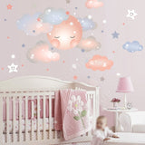 Wall sticker Sleepy moon Dusty pink size 60x60 nc027