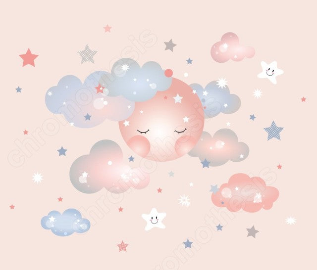 Wall sticker Sleepy moon Dusty pink size 60x60 nc027
