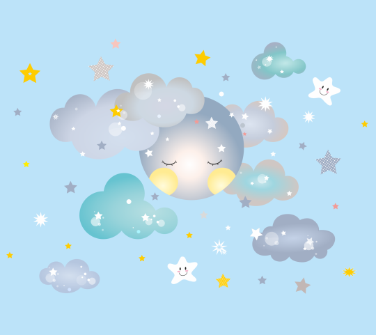 Wall sticker Sleepy moon boy size 60x90 nc024