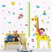 XL8203 Kids room cartoon giraffe measuring height wall sticker cute animal cloud child growth scale sticker baby bedroom decoration