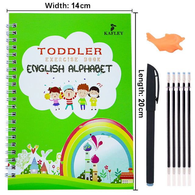 Pack Of 4 Pcs With 5 Refill Copybooks Pen Magic Copy Book Free Wiping Children's Kid Writing Sticker Practice Copybook For Calligraphy