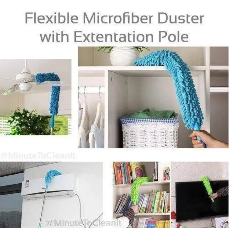 Fan Duster Flexible Micro Fiber Duster With Telescopic Stainless Steel Handle for Fan Cleaning Specially (random color)