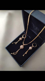 Zircon style jewellery combo set round shape with white stones Pendant ball necklaces with beautifull Earring