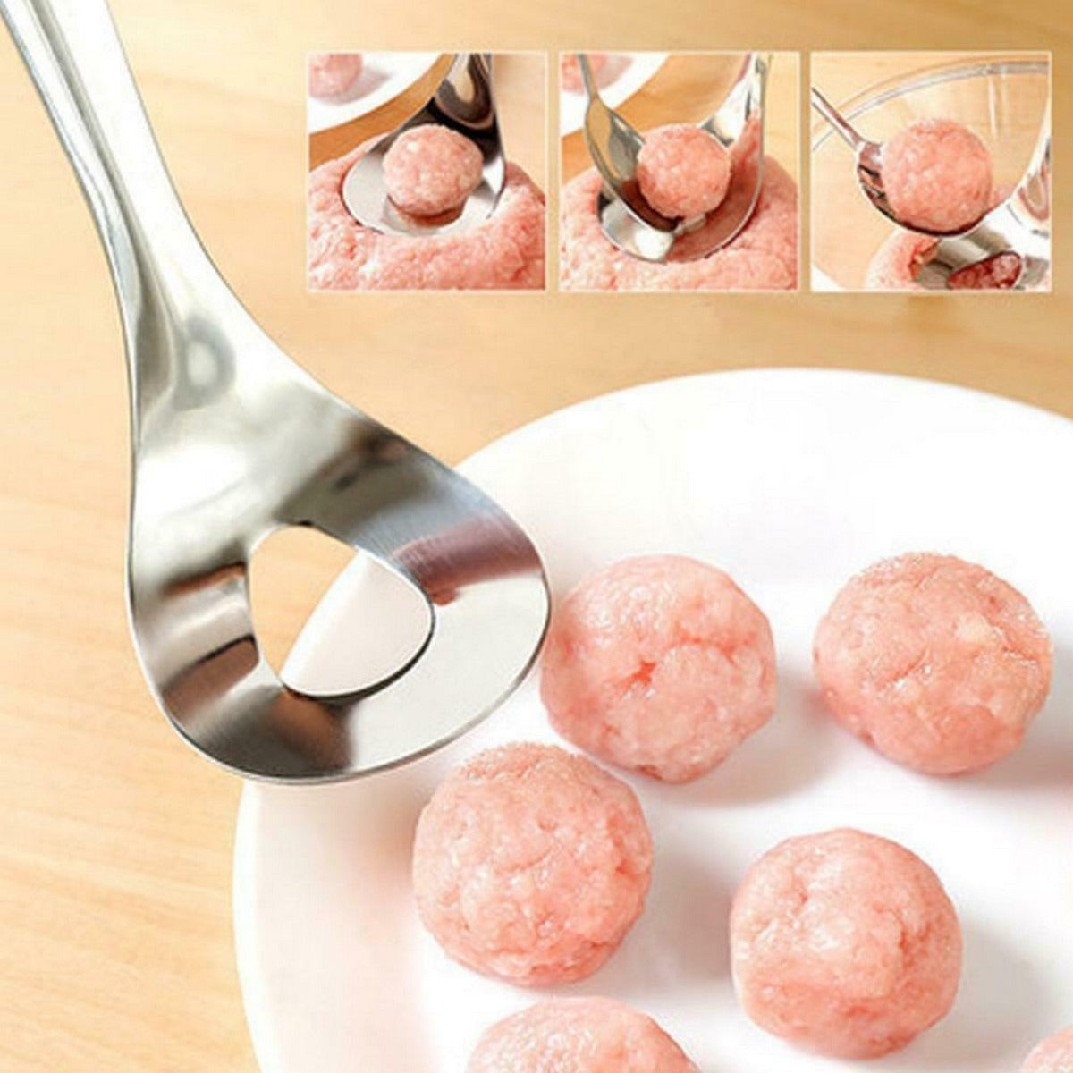 Meatball Spoon | Stainless Steel Scoop Ball Maker | Non?Stick Meatball Baller with Long Handle