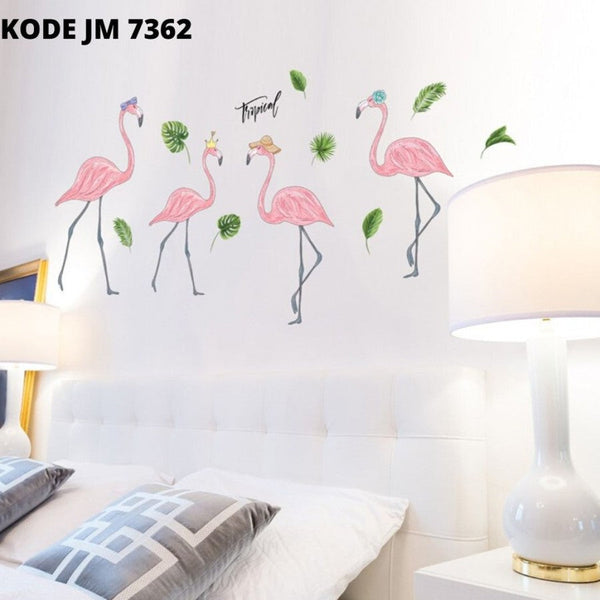 Xyanzi Pink Flamingo Princess Wall Stickers Peel And Stick Wall Decals for Bedroom Living Room Kids Room Wall Decor 1 Sheet Jm7362