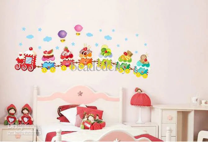 Ice Cream Train Cartoon Wall Sticker Home Decal Home Decoration Wallpaper Kids Rooms Wall size 50x70  am7003