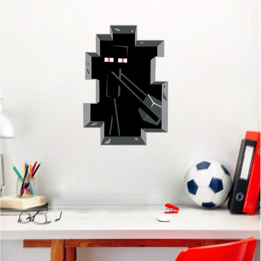 3D Gaming Wall Art Stickers Pixel Block Game Decals PVC Kids Room Decor size 50x60  aw6027