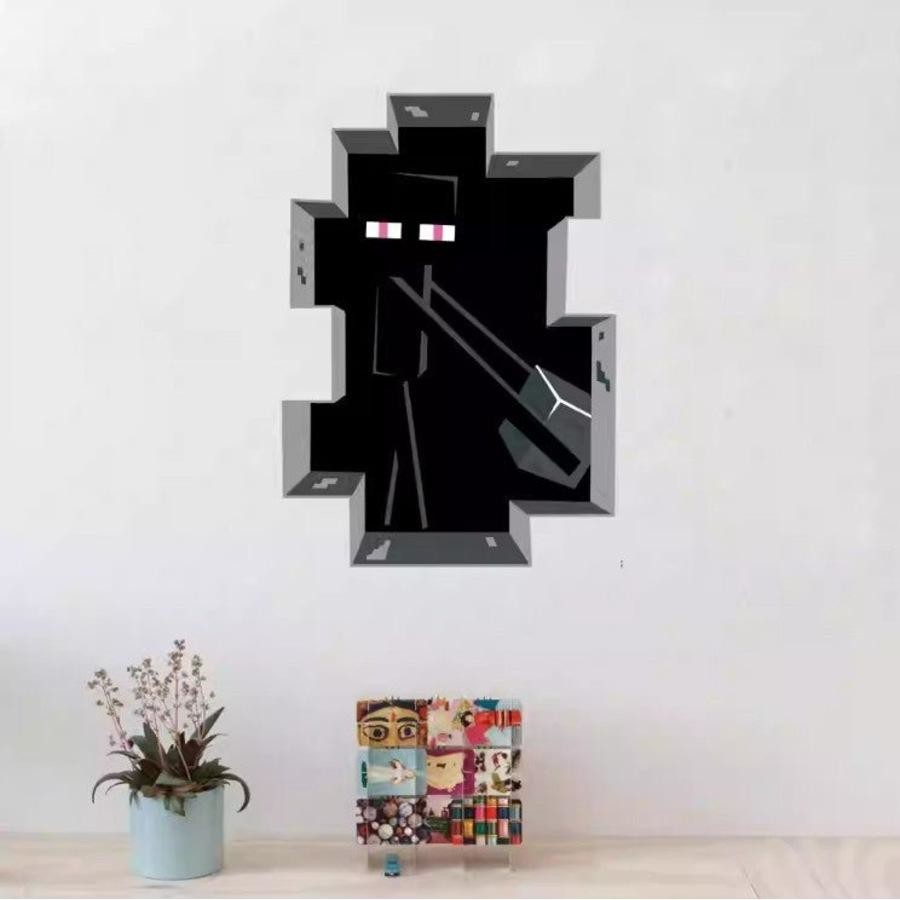 3D Gaming Wall Art Stickers Pixel Block Game Decals PVC Kids Room Decor size 50x60  aw6027