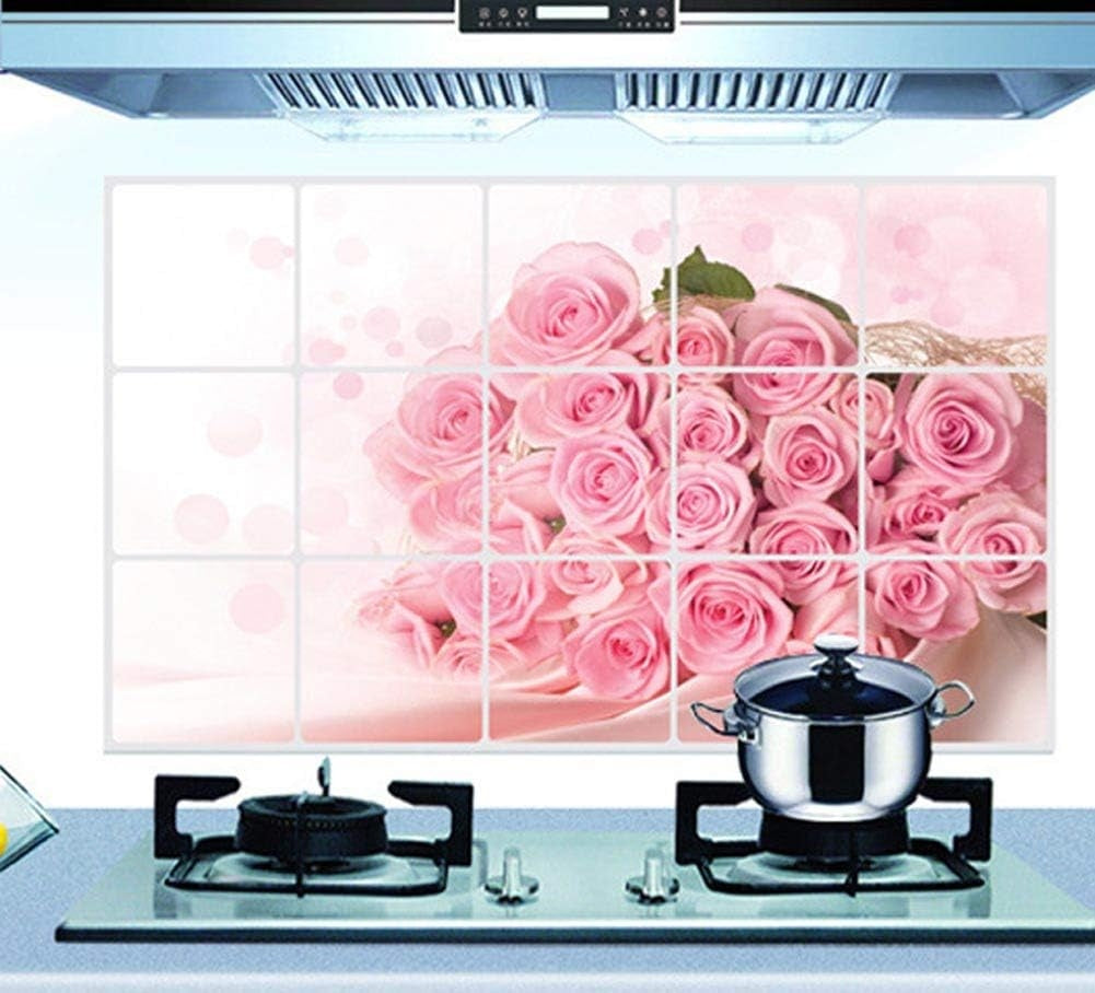 Kitchen Oil Proof Wall Sticker Heat Resistant Waterproof Self Adhesive Backsplash Cover for Kitchen Wall Protection