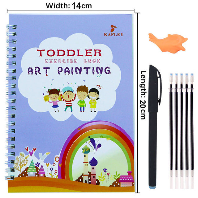 Pack Of 4 Pcs With 5 Refill Copybooks Pen Magic Copy Book Free Wiping Children's Kid Writing Sticker Practice Copybook For Calligraphy
