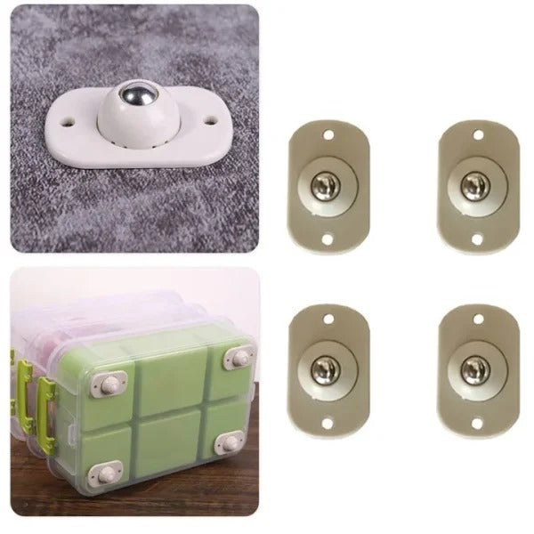 Premium [4-Piece] Stainless Steel Mini Swivel Caster Wheels: 360° Adhesive Rollers for Storage Bins, Boxes, and Small Furniture