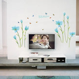 Blue lily flower Romantic weding bedroom wall sticker Entrance TV sofa background Decorative Wall Stickers size 60x90 sk9029 Wall Decor Sticker