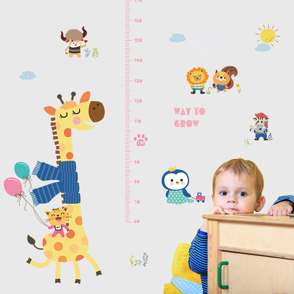 Sk9165 Cartoon Giraffe Height Kids Wall Sticker