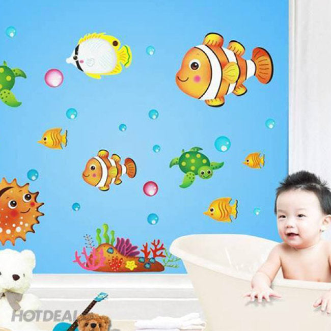 Tropical Deep Sea Ocean Fishes Turtle Wall Sticker Decal by BestOfferBuy size 50x70 xy8100