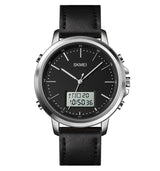 SKMEI Men's Fashion Digital Watch Analog Leather Multifunctional Waterproof Men's Watch 1652 | Skemi Men Digital Analog Watch - Without Box