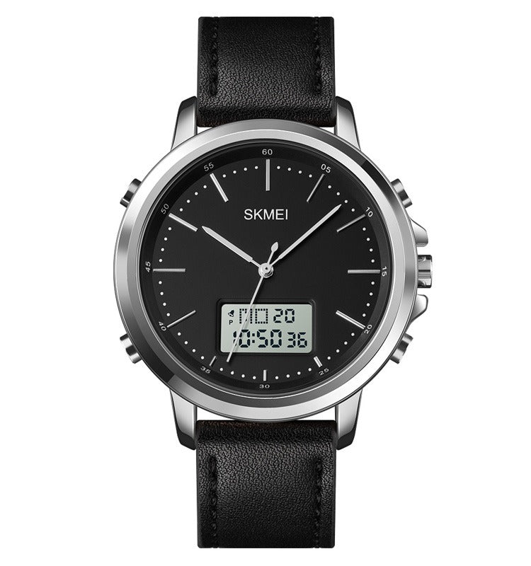 SKMEI Men's Fashion Digital Watch Analog Leather Multifunctional Waterproof Men's Watch 1652 | Skemi Men Digital Analog Watch - Without Box