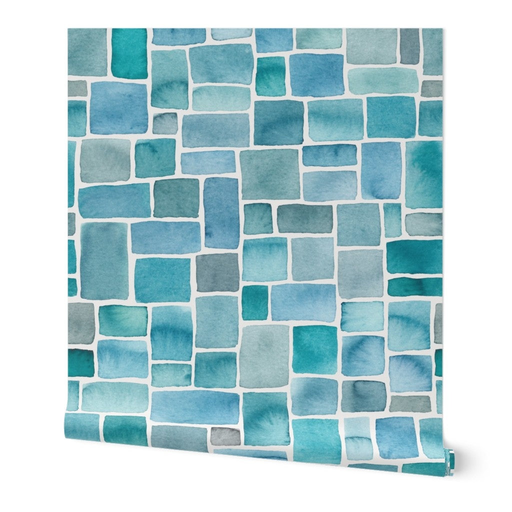 Blue Marble Brick Wall Tiles – Decorative 3D Peel & Stick Wallpaper for Home & Office Walls (45 x 845 cm), (332 inche x 18 inche)