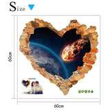 Wall Stickers: Heart-shaped Collapsed Wall Hole, Space, Meteorite, Removable Sticker size 60x60 sk63001