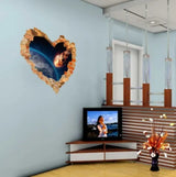 Wall Stickers: Heart-shaped Collapsed Wall Hole, Space, Meteorite, Removable Sticker size 60x60 sk63001