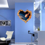 Wall Stickers: Heart-shaped Collapsed Wall Hole, Space, Meteorite, Removable Sticker size 60x60 sk63001