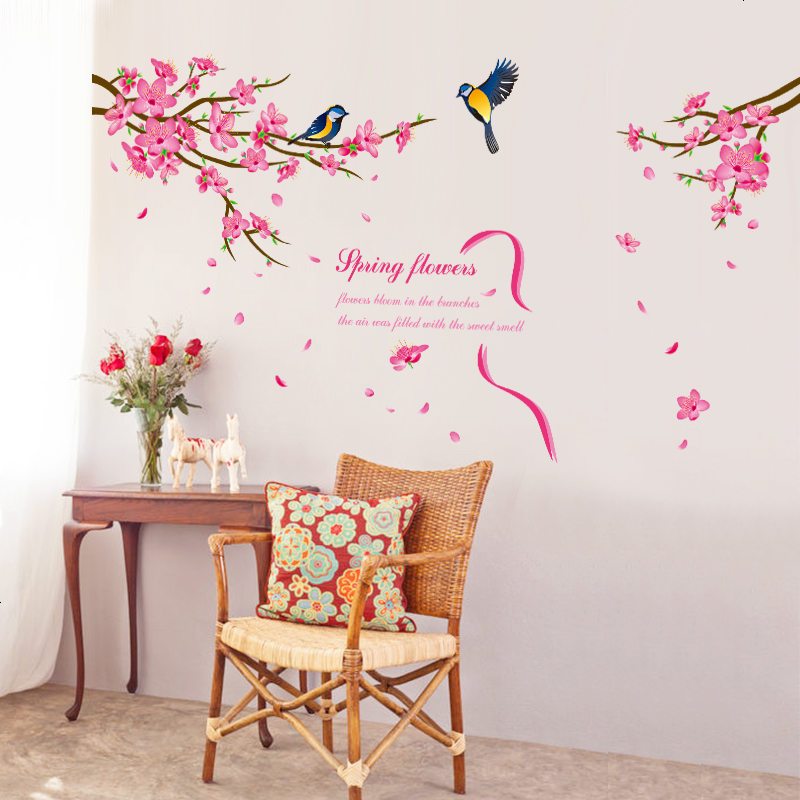 HomeLover Romantic Flowers Wall Stickers for Living Room Decoration