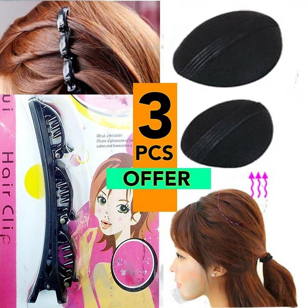 2 PCS OFFER DIY French Braid Twist Hair Styling Braider Tool Clip Holder Fashion Clip Maker With Two Hair Base Puff