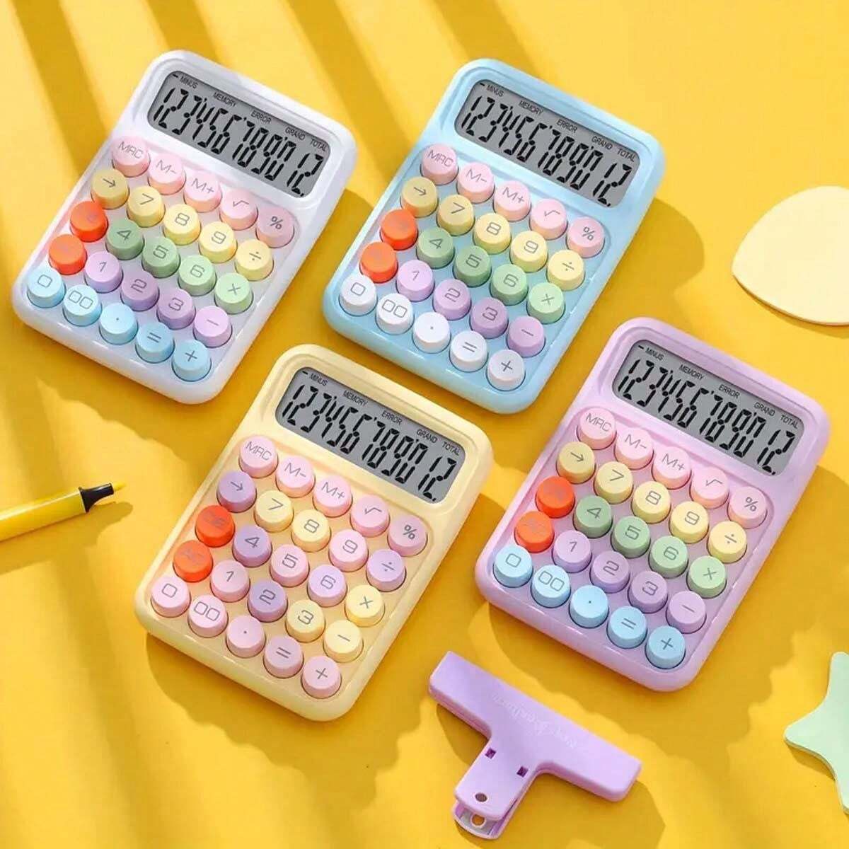 Colorful Mechanical Keyboard Calculator, Big Button LCD Display, Handheld (random color)cell operated