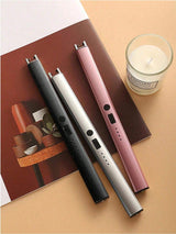 Gas Lighter  Long with New Slide Out Design  USB Gas Lighter Rechargeable with LED Display, Plasma Arc Lighter (Random color)