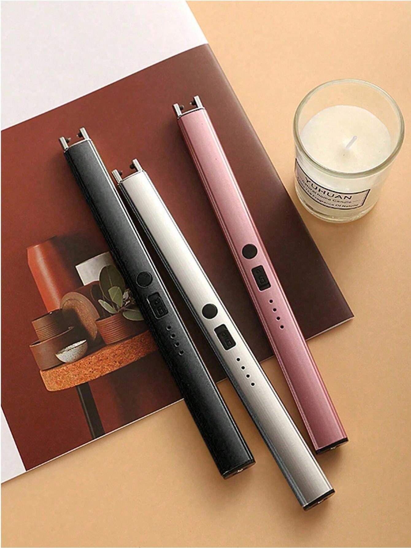 Gas Lighter  Long with New Slide Out Design  USB Gas Lighter Rechargeable with LED Display, Plasma Arc Lighter (Random color)