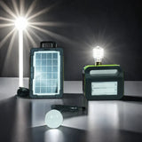 Solar Powered Light System Flashlight, Emergency Mobile Power Bank, Wireless Power Supply System for Travel Camping hiking (random color)